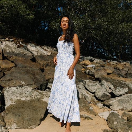 Model wearing the JAASE rosabella maxi dress