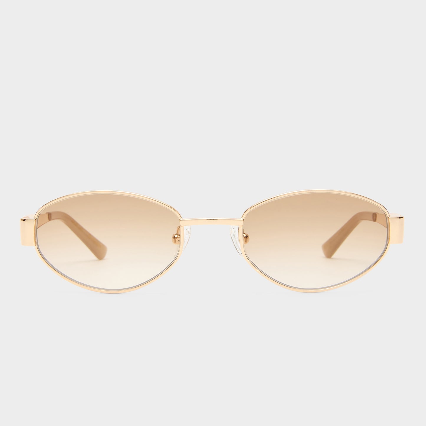 Gold-framed sunglasses with gold lenses on a white background