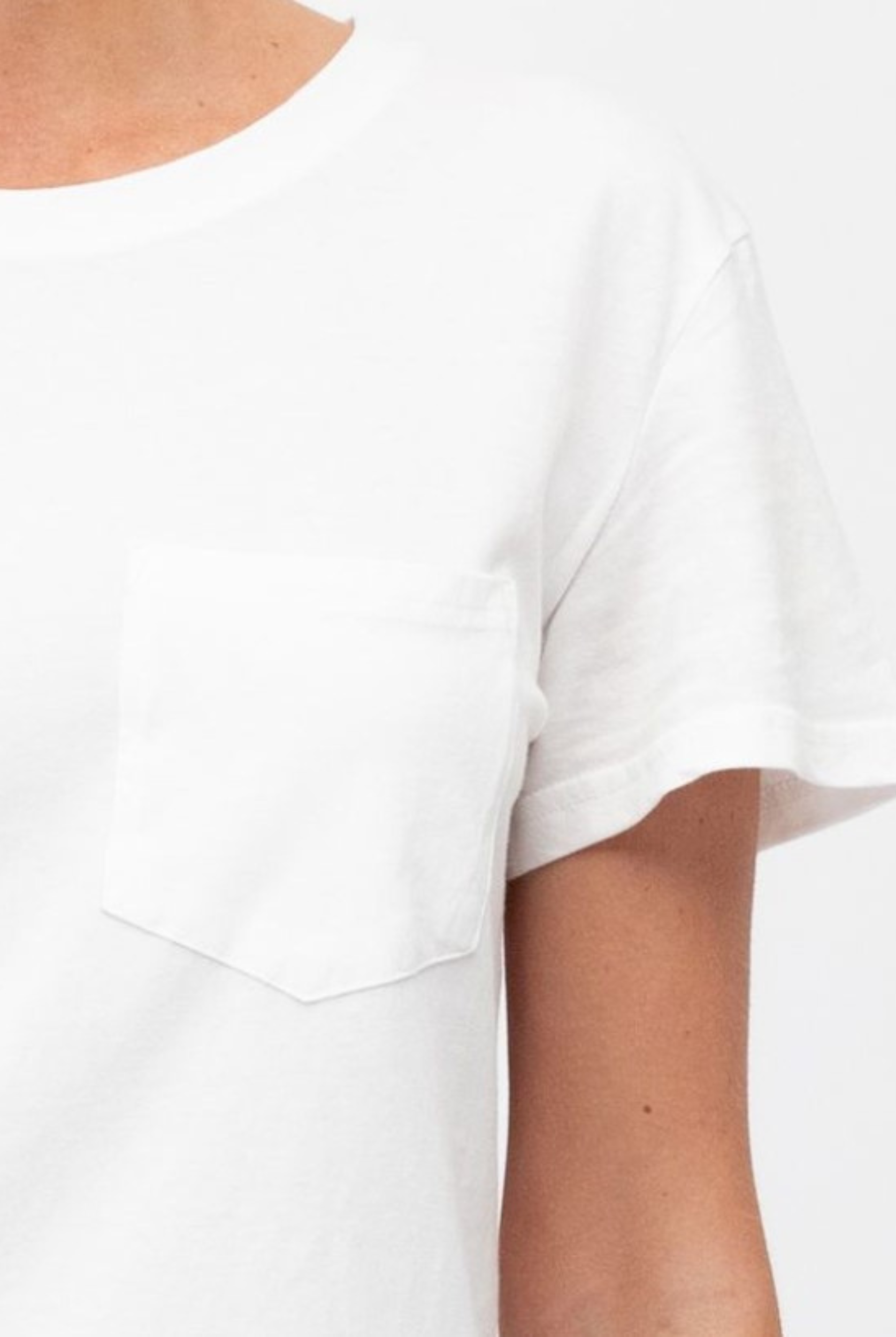 White tee with pocket detail on front from Paper Heart