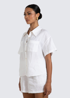 White Lucinda Relaxed Linen Shirt