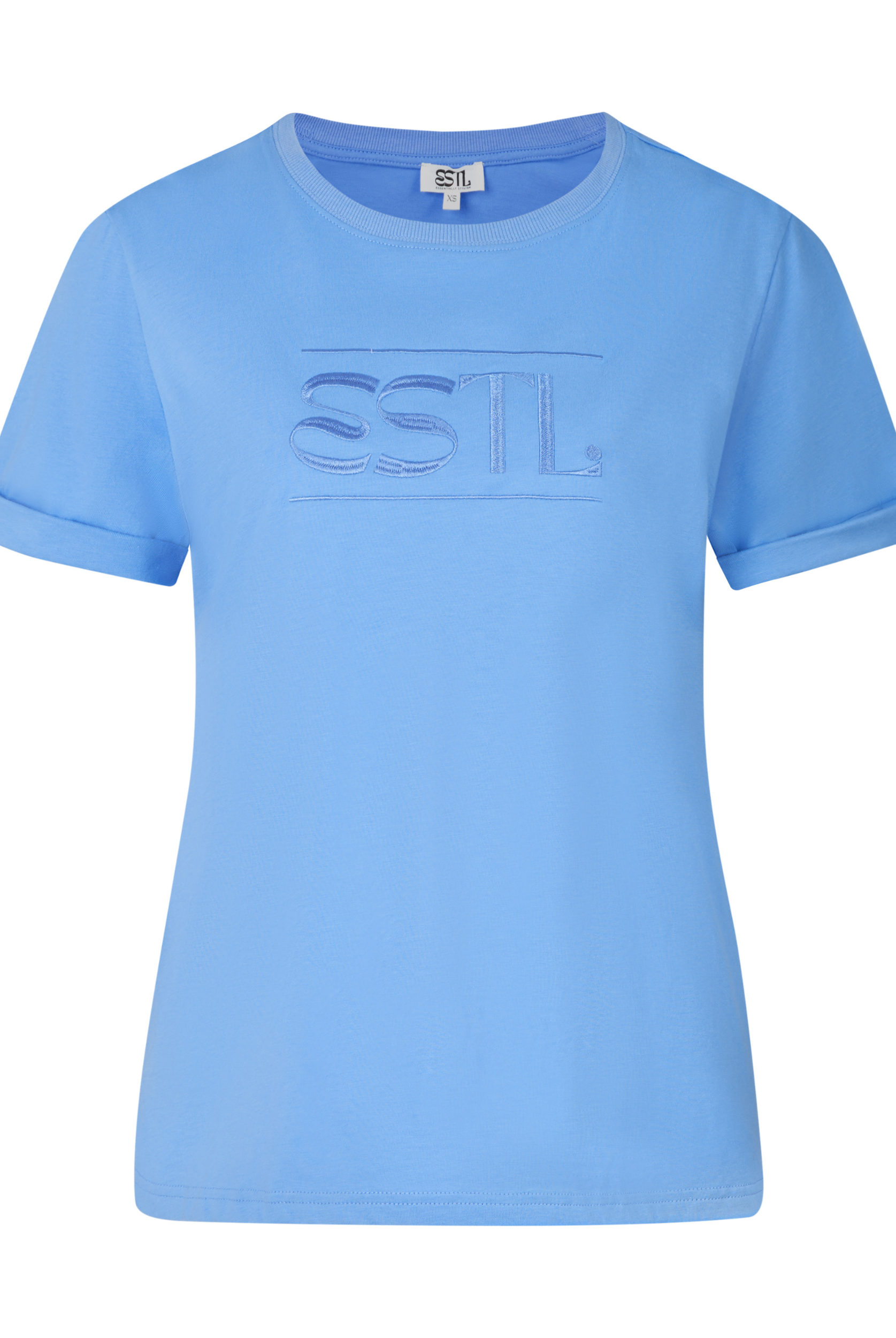 Cornflower blue Tshirt with embroidered logo design from ESTL