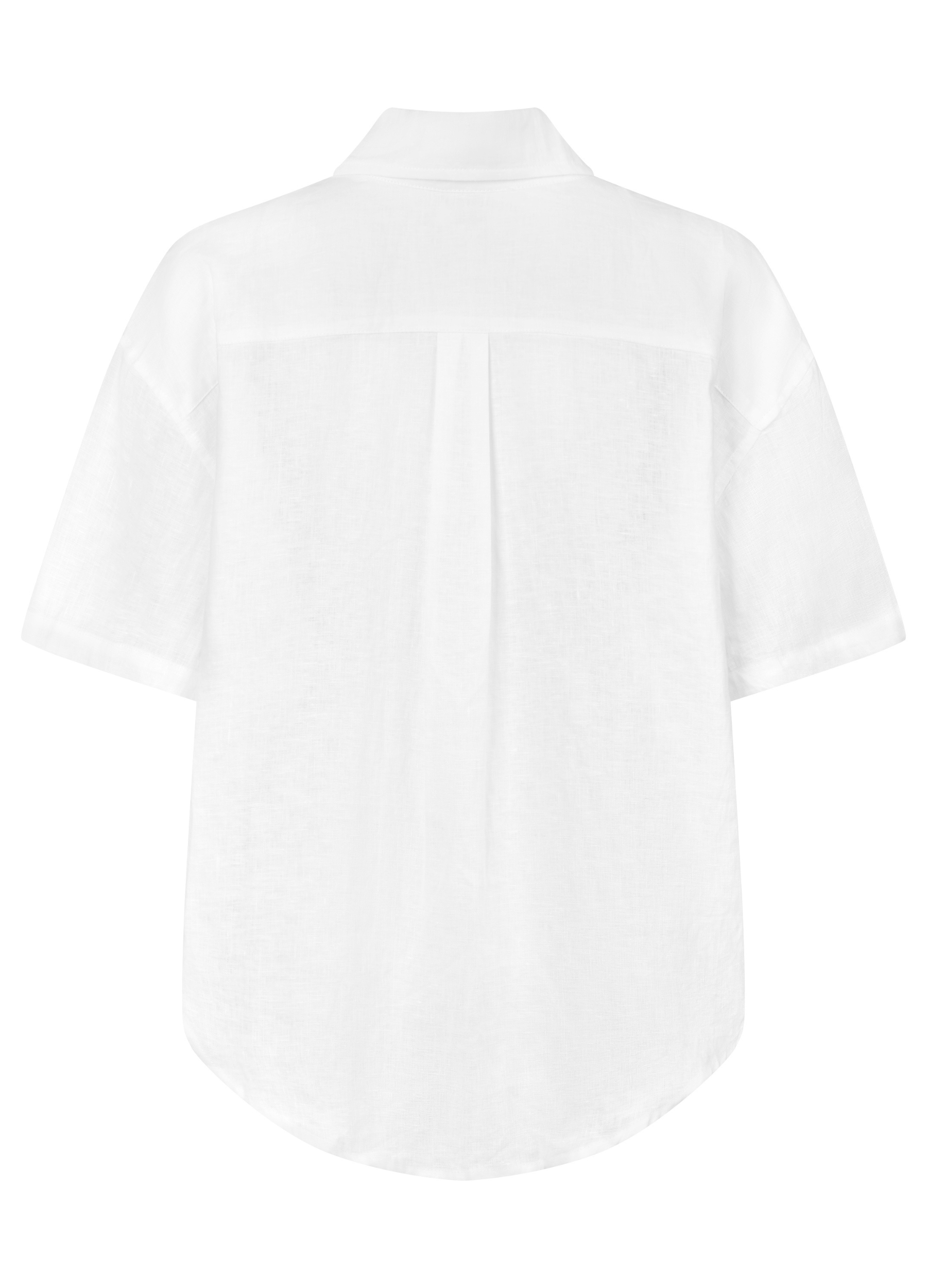 White short sleeve linen shirt button through