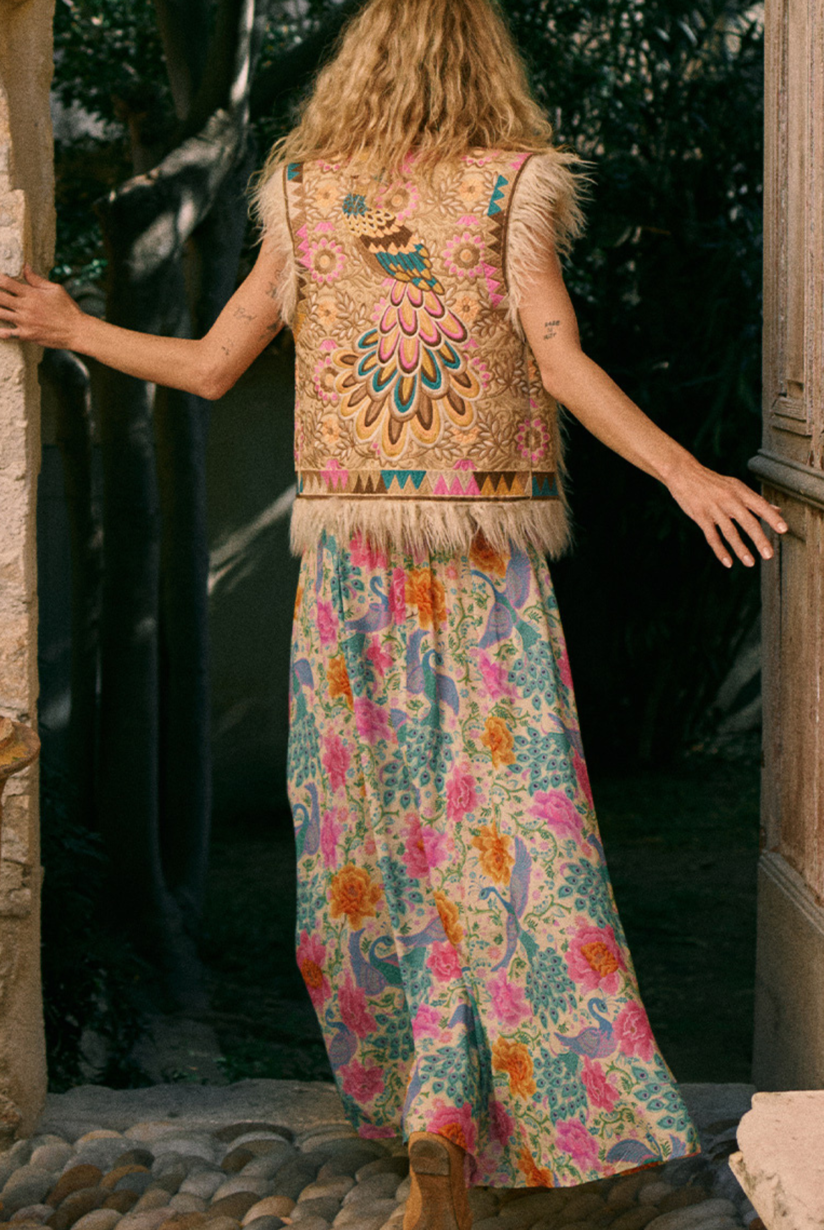 Spell Boheme Printed Maxi Skirt with elasticated waistband