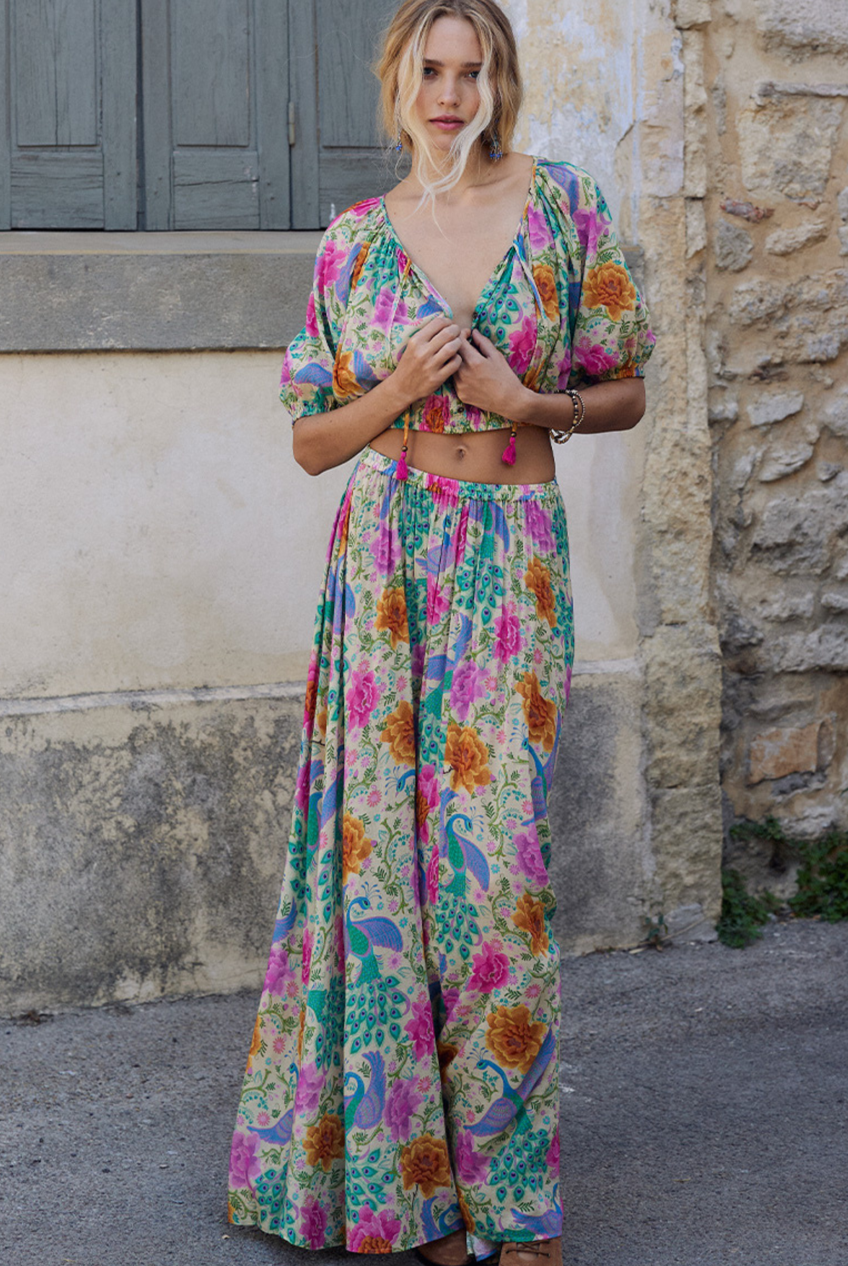 Spell Boheme Printed Maxi Skirt with elasticated waistband