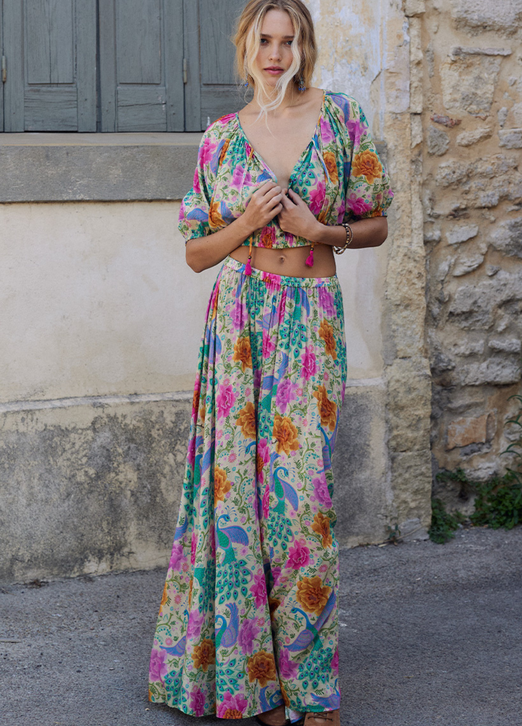 Spell Boheme Printed Maxi Skirt with elasticated waistband