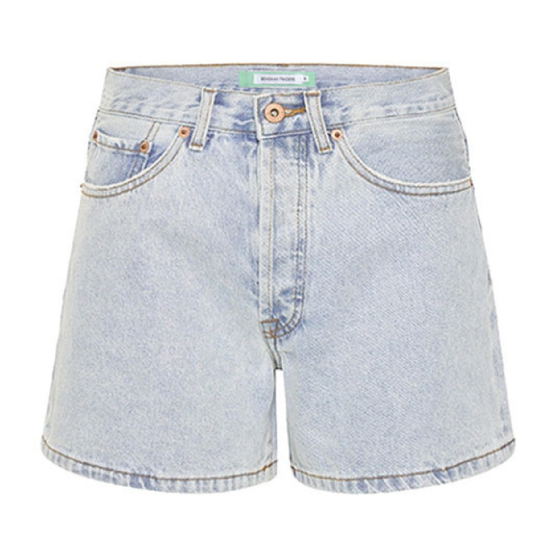 Model wearing the Bohemian Traders Mid Thigh ice wash short