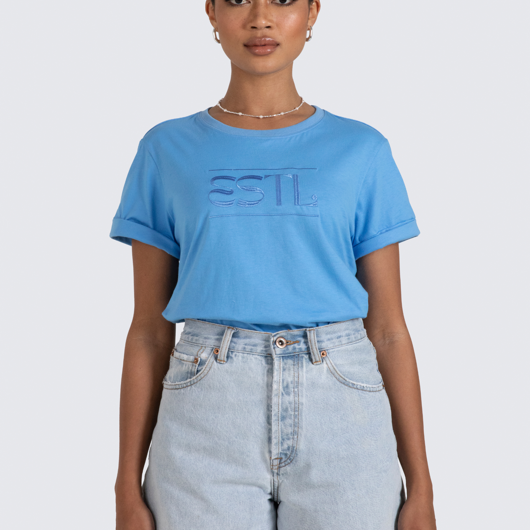 Cornflower Blue ESTL logo tshirt in cotton