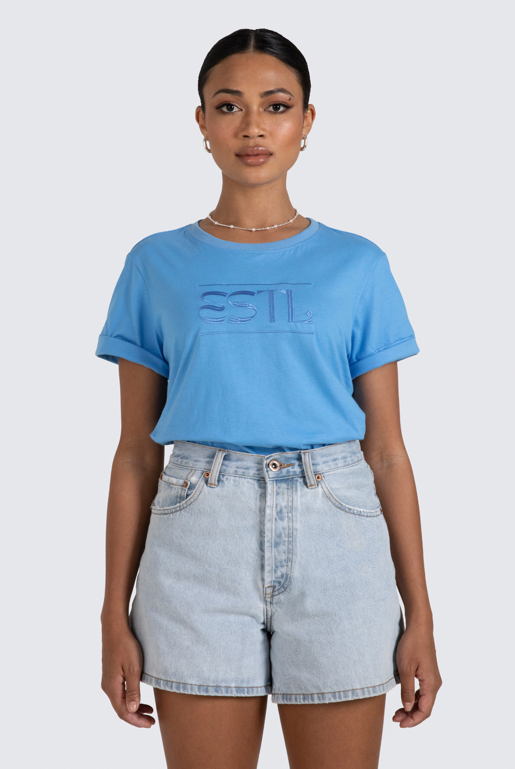 Cornflower Blue ESTL logo tshirt in cotton