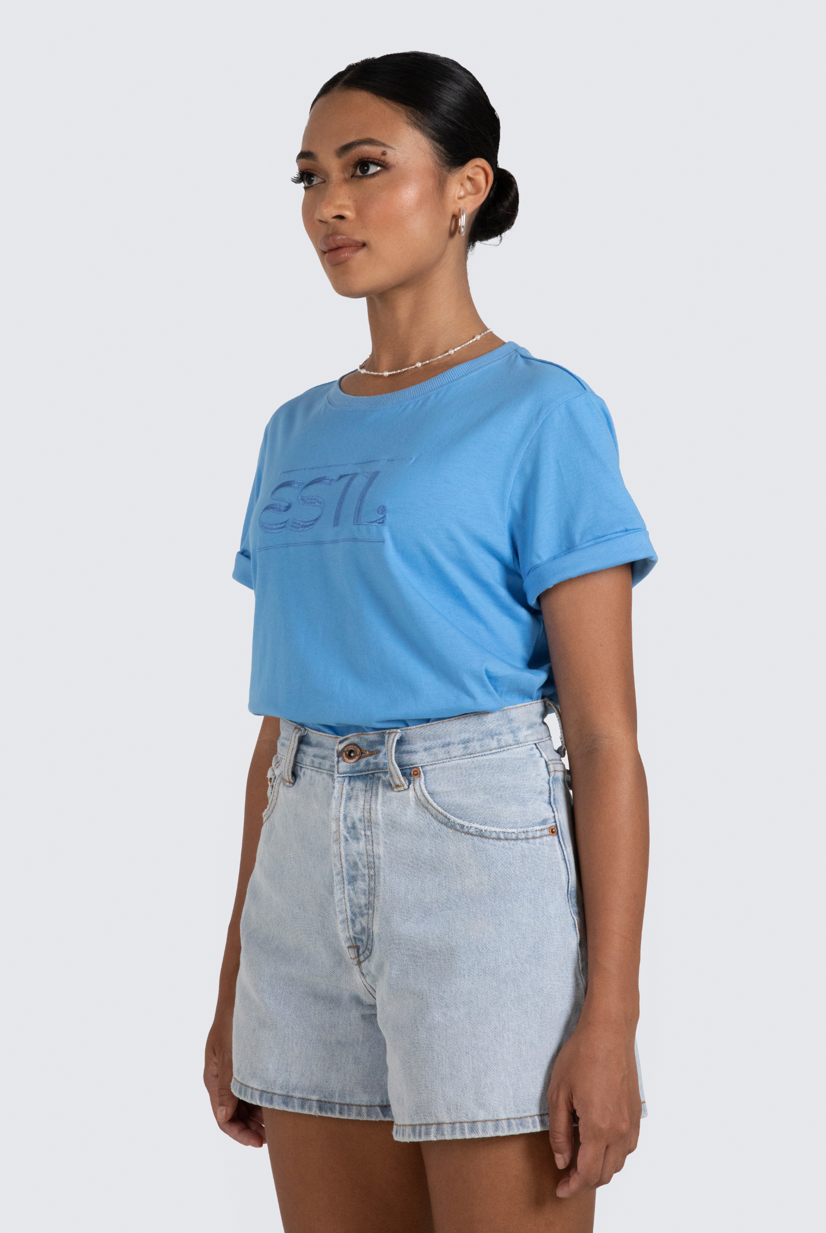 Cornflower Blue ESTL logo tshirt in cotton
