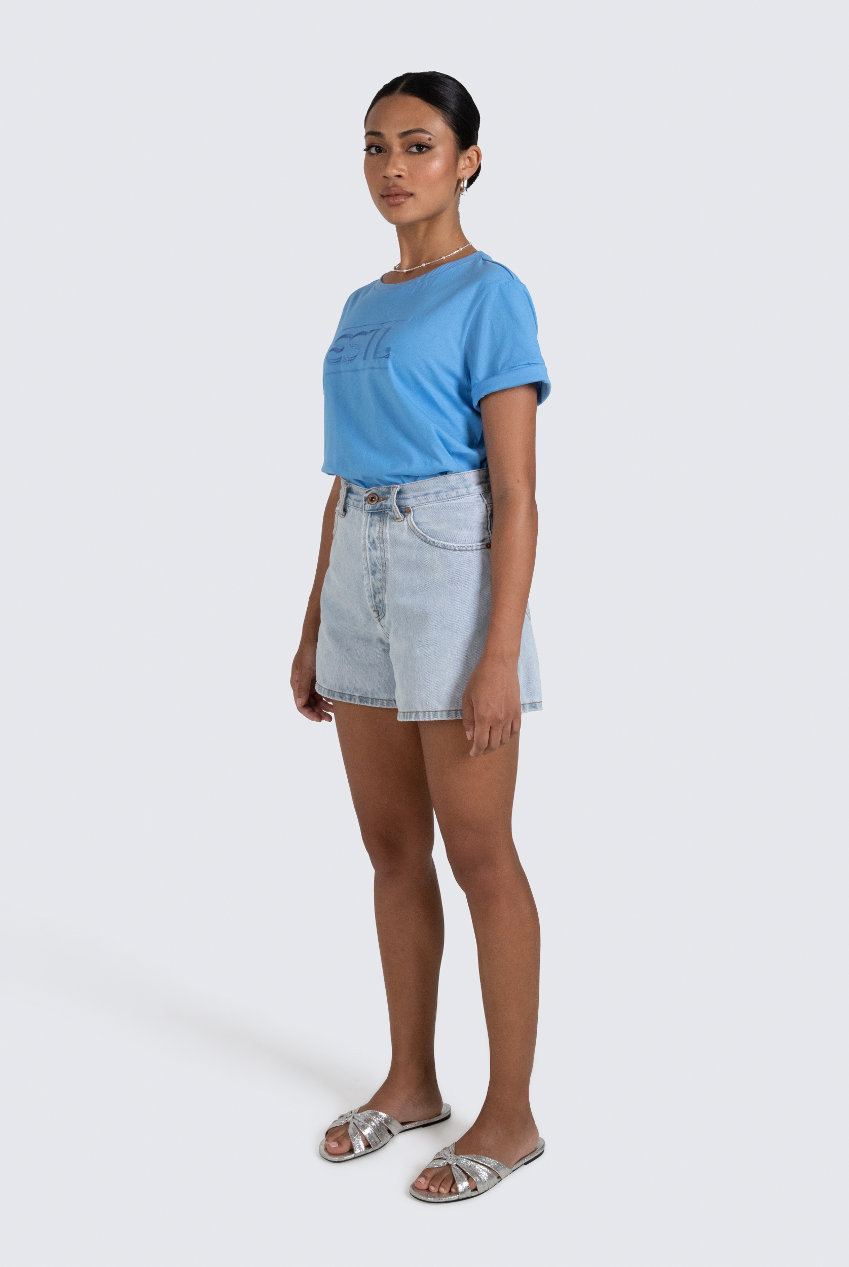 Cornflower Blue ESTL logo tshirt in cotton