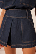Indigo Denim Pleated Mini Skirt from Shona Joy