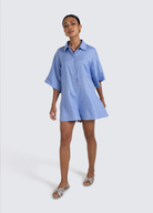 Pixie Linen Playsuit with shell buttons
