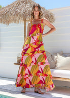 Coloured leaf print maxi dress from Label of Love