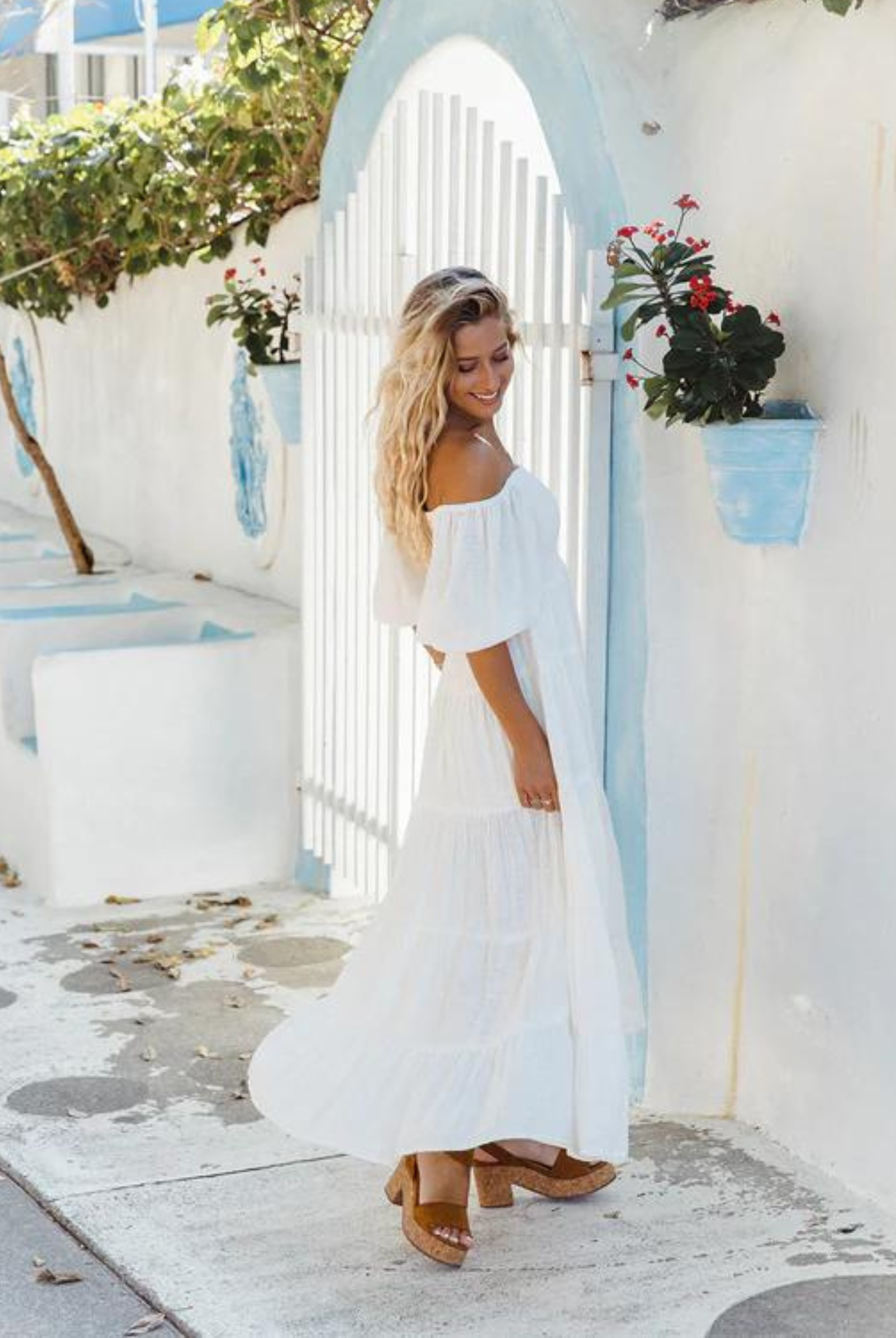 White Balloon Sleeve Maxi Dress from sustainable brand tropical dream