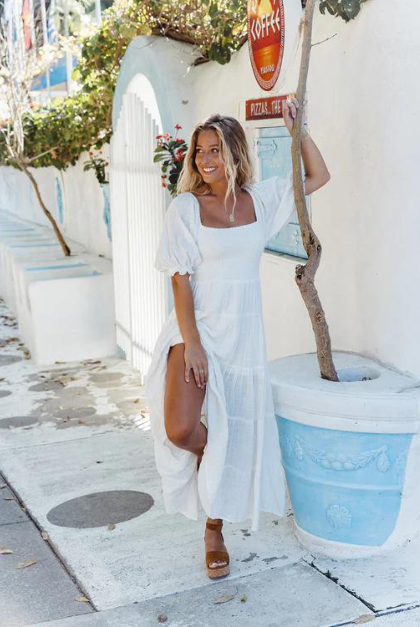 White Balloon Short Sleeve Maxi Dress from sustainable brand tropical dream