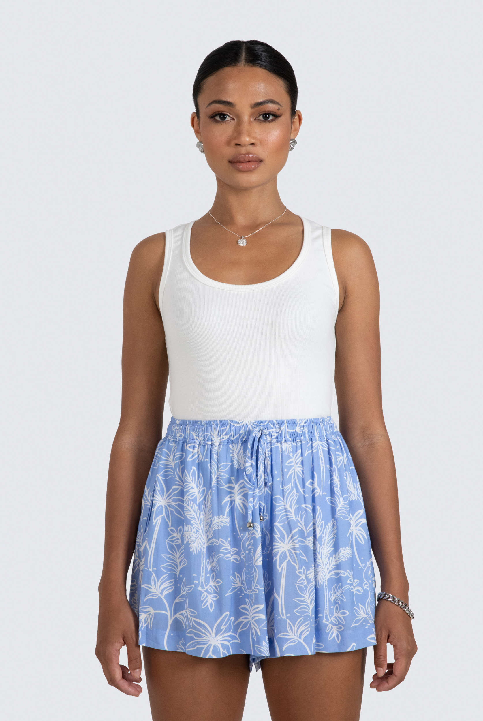 ESTL white ribbed tank in cotton elastane