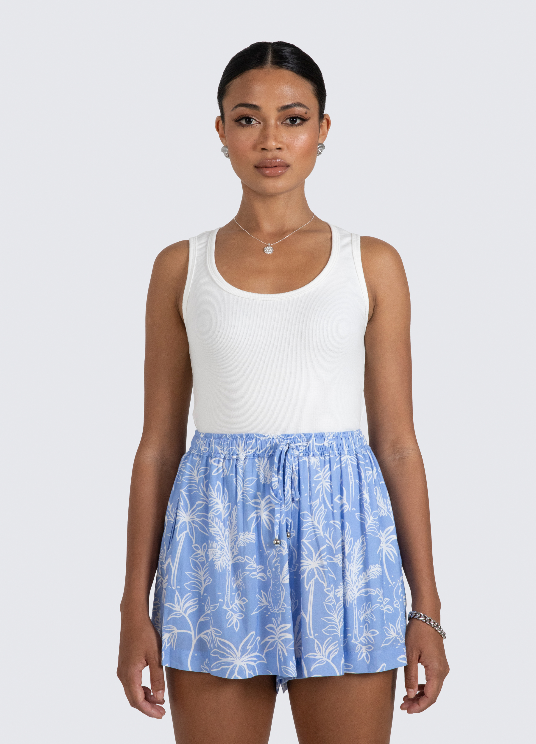 ESTL white ribbed tank in cotton elastane