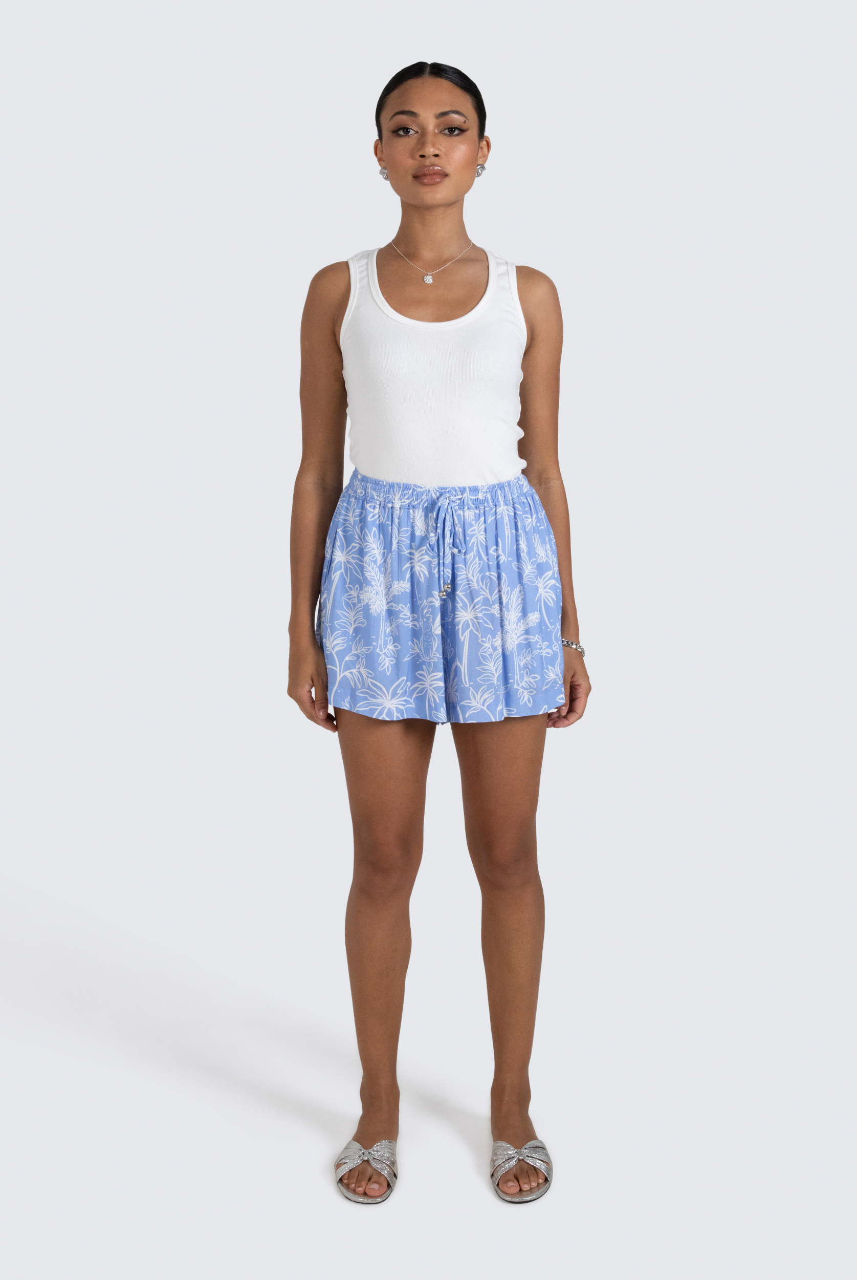 ESTL white ribbed tank in cotton elastane