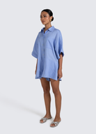 Pixie Linen Playsuit with shell buttons