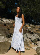 ESTL Katerina Maxi Dress in Blue and white print maxi dress
