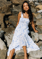 ESTL Katerina Maxi Dress in Blue and white print maxi dress