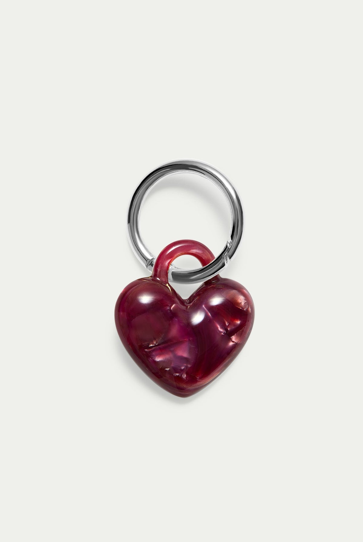 Kitty Paloma Puffy Heart Keychain Pomegranate Silver