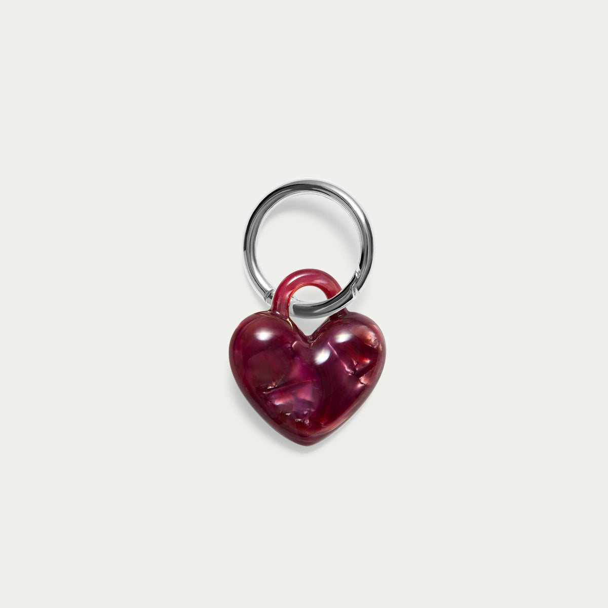 Kitty Paloma Puffy Heart Keychain Pomegranate Silver