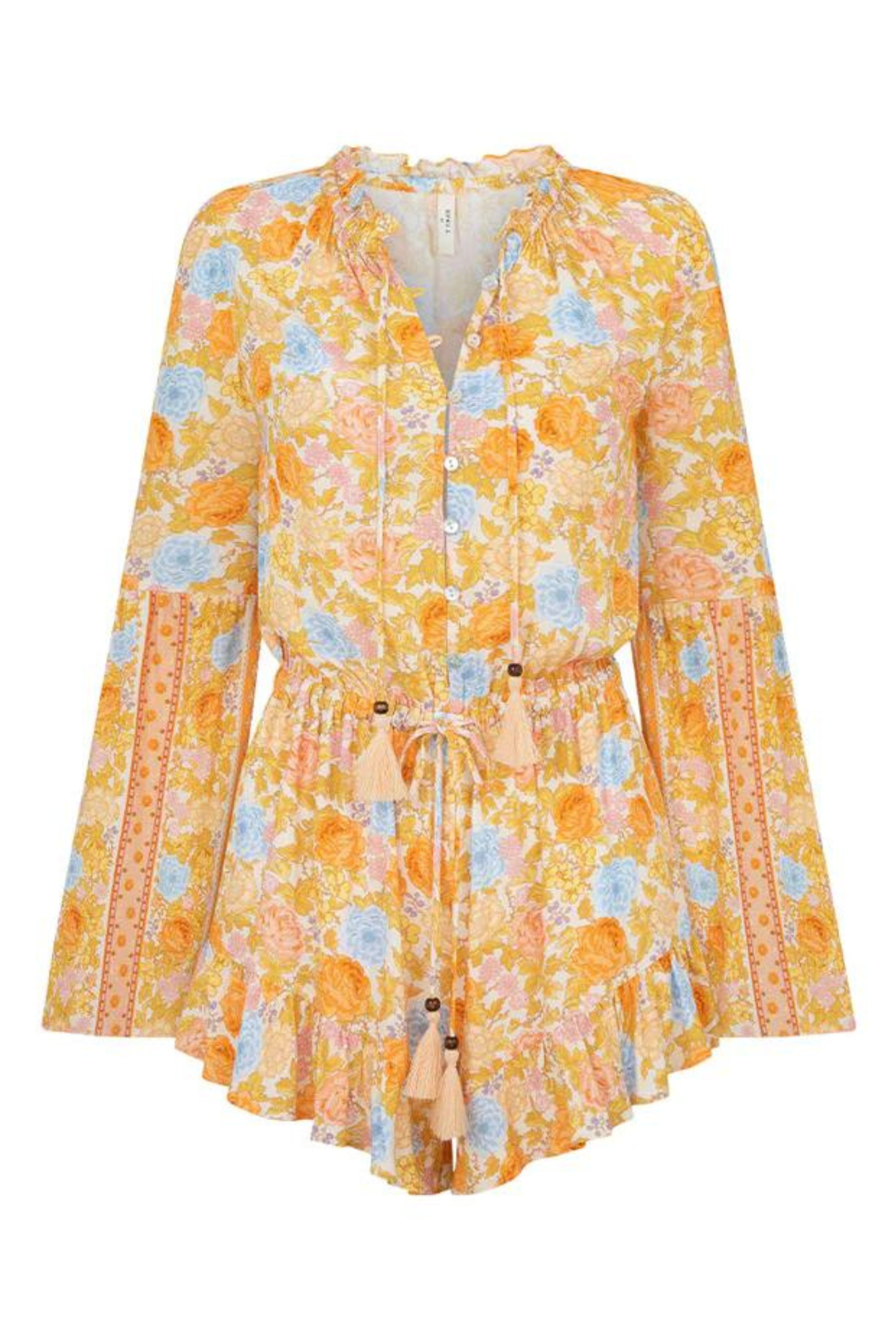 Model wearing the enchanted wood romper from Spell