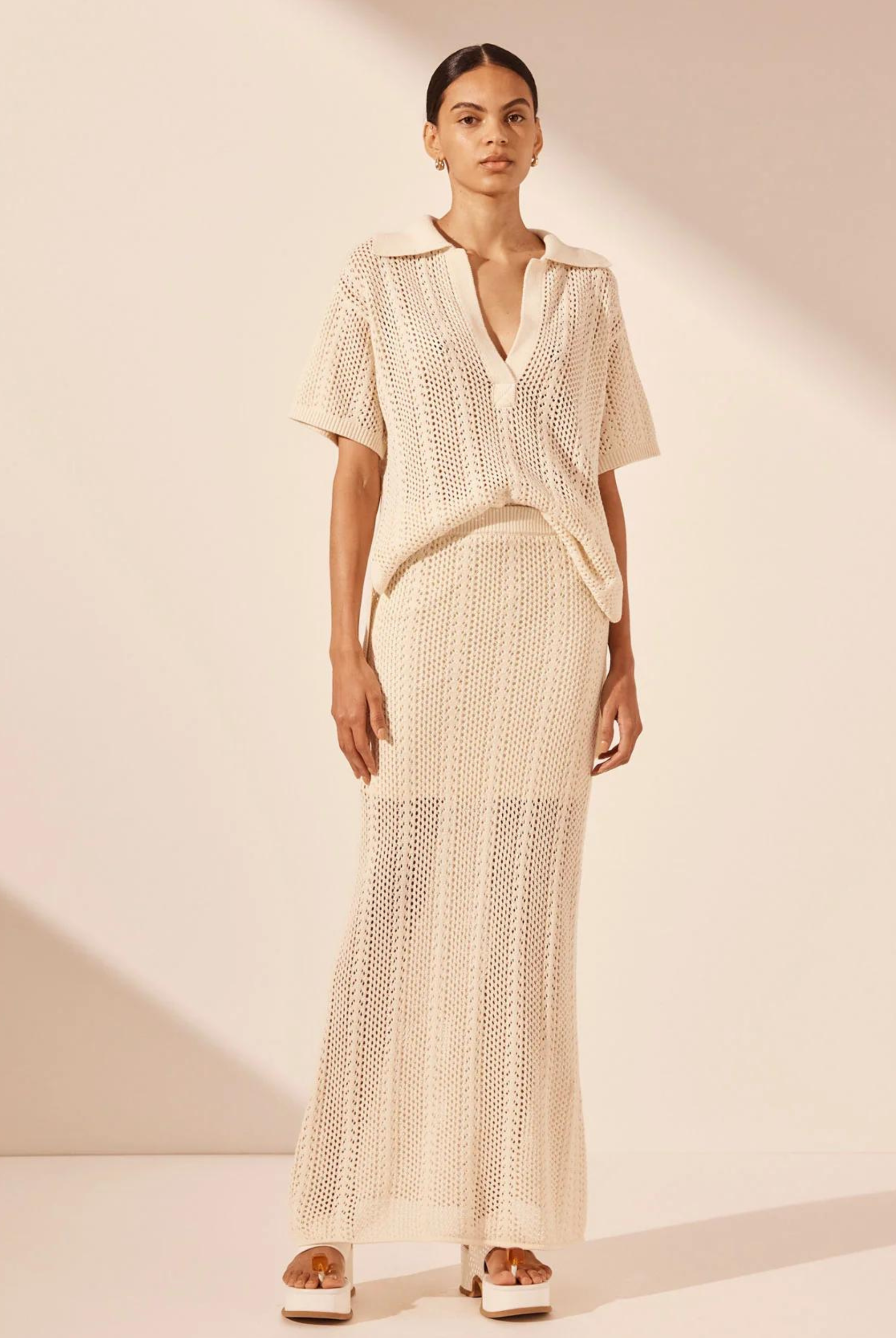 Shona Joy Arlo crochet skirt with mini lining and elasticated waistband