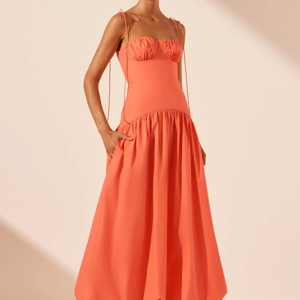 Coral Bubble Hem Midi Dress from Shona Joy