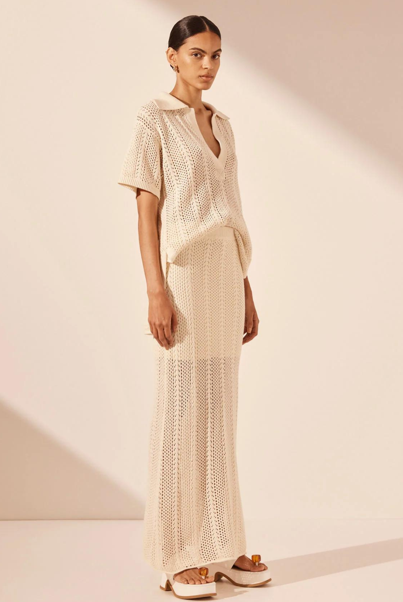 Shona Joy Arlo crochet skirt with mini lining and elasticated waistband