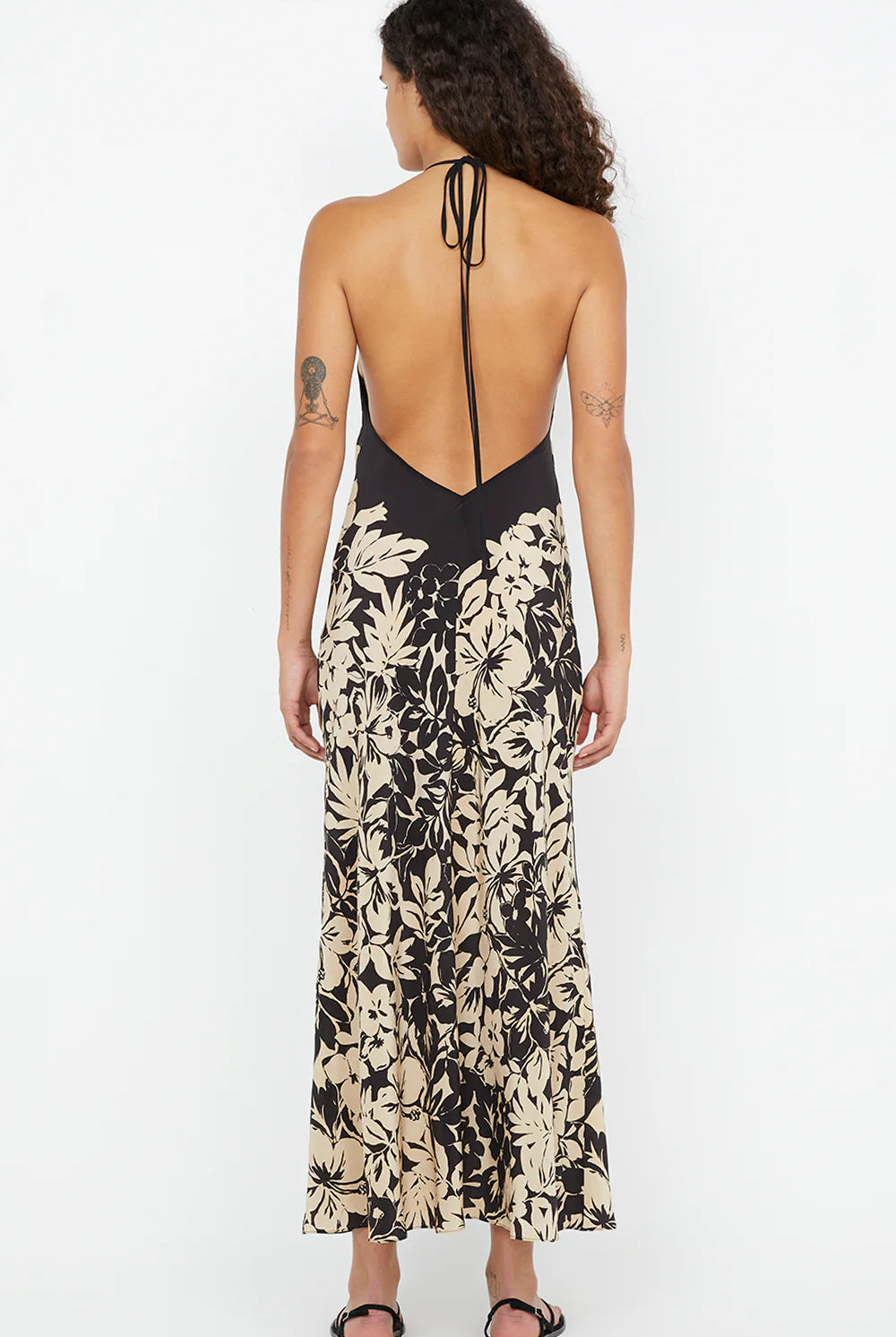 Black and white floral midi dress