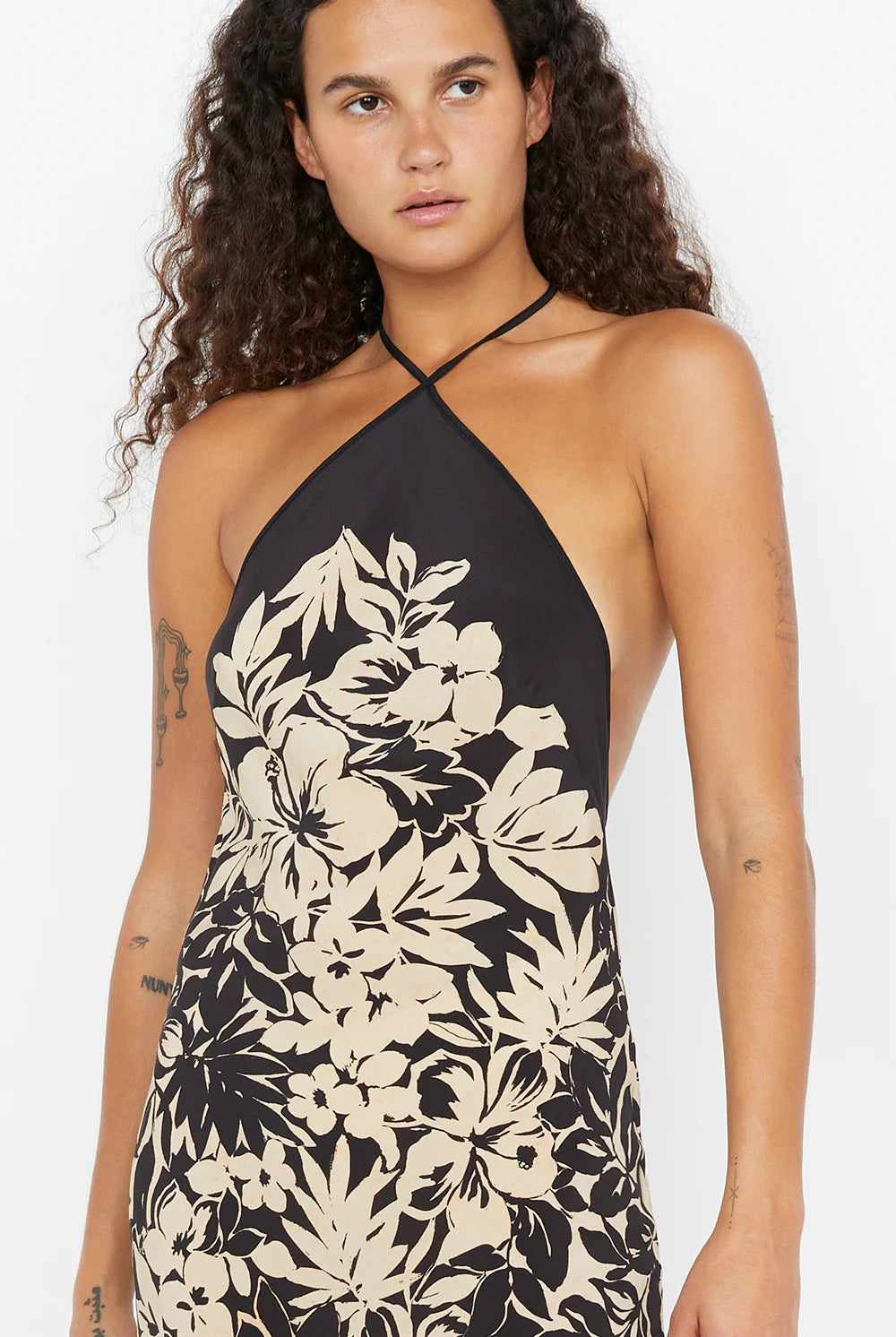 Black and floral midi dress