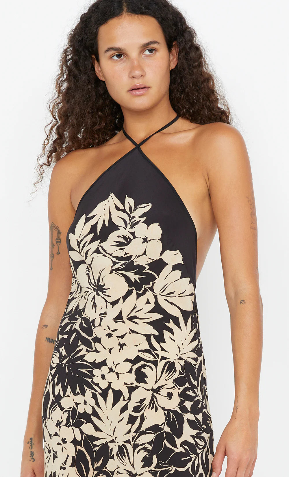 Black and floral midi dress