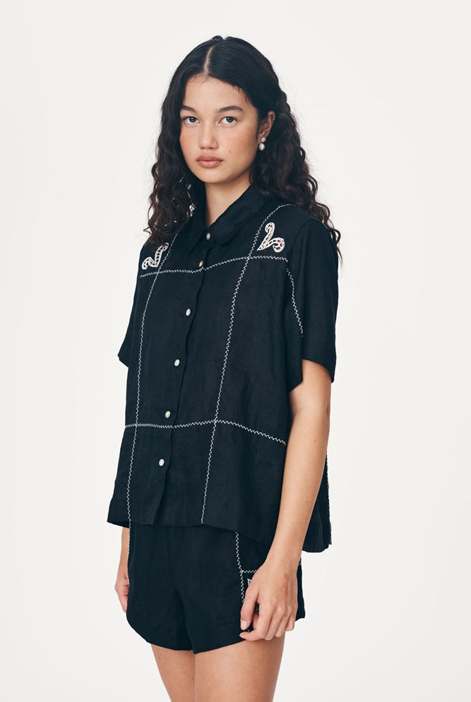 Black shirt with embroidery