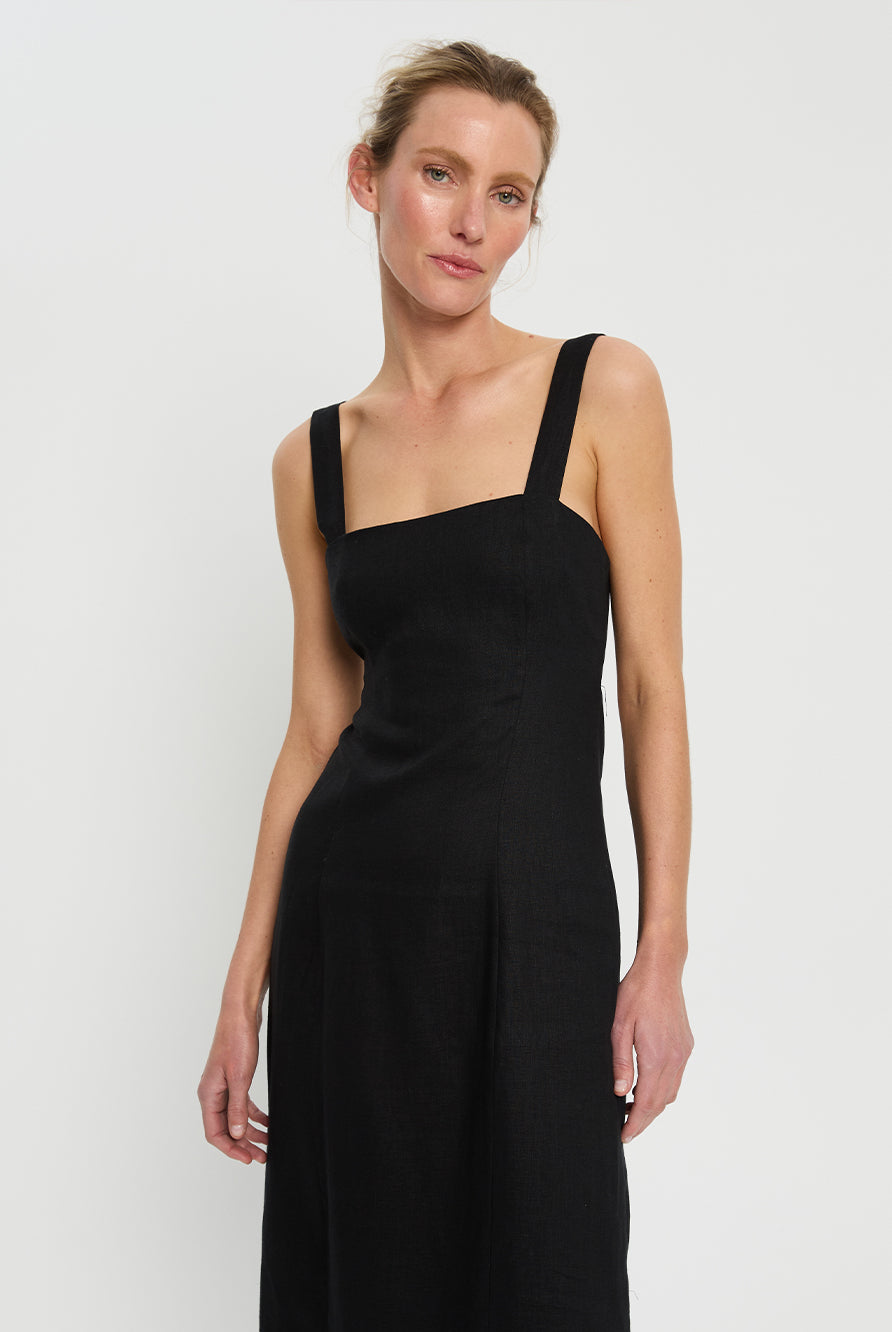 Black midi dress with tie back  from Kivari