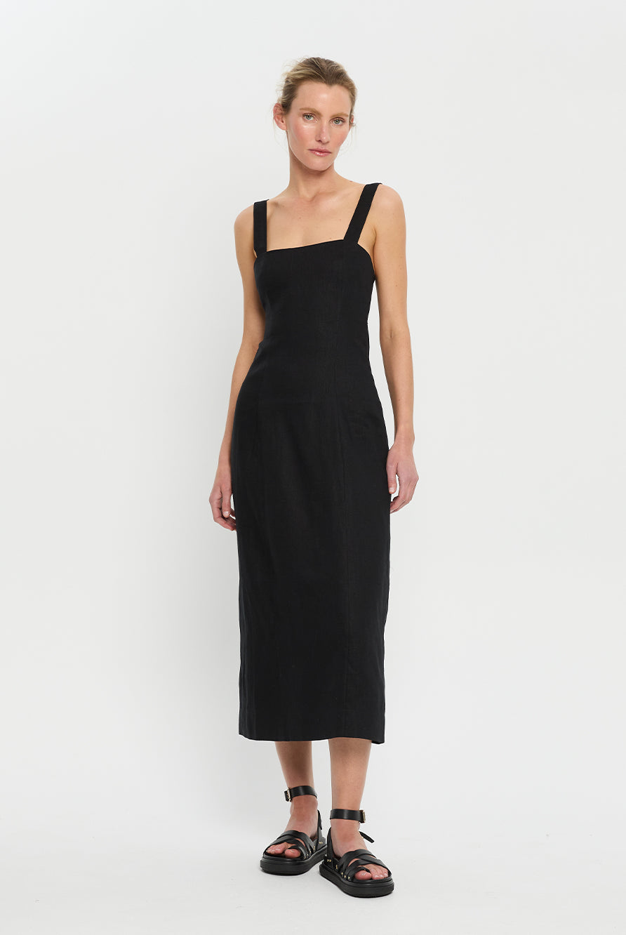 Black midi dress with tie back  from Kivari