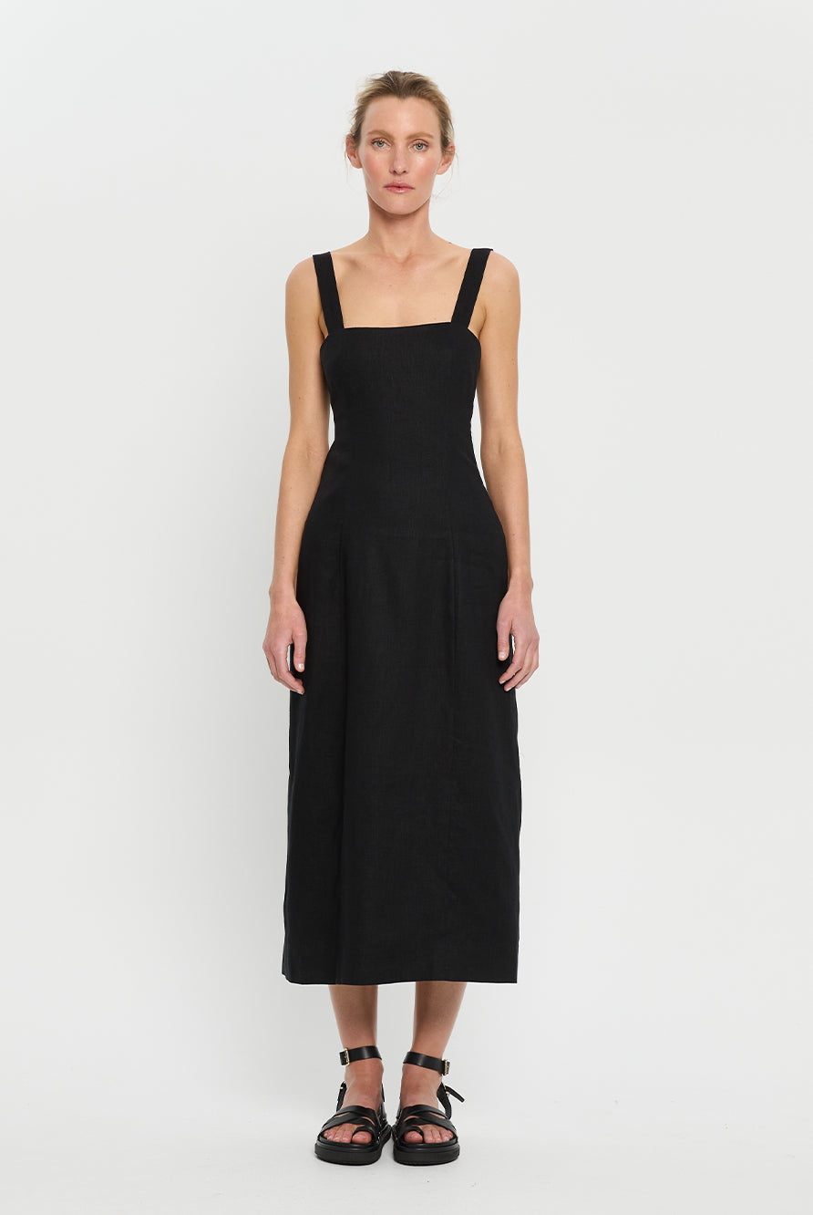 Black midi dress with tie back  from Kivari
