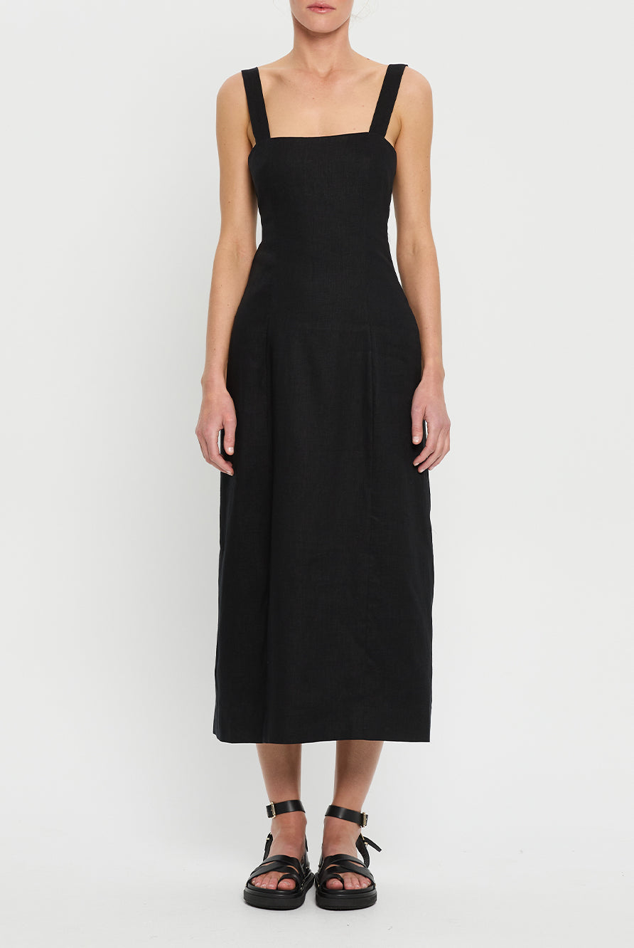 Black midi dress with tie back  from Kivari