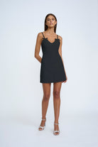 Model wearing the Bettina Bow Shift in Black