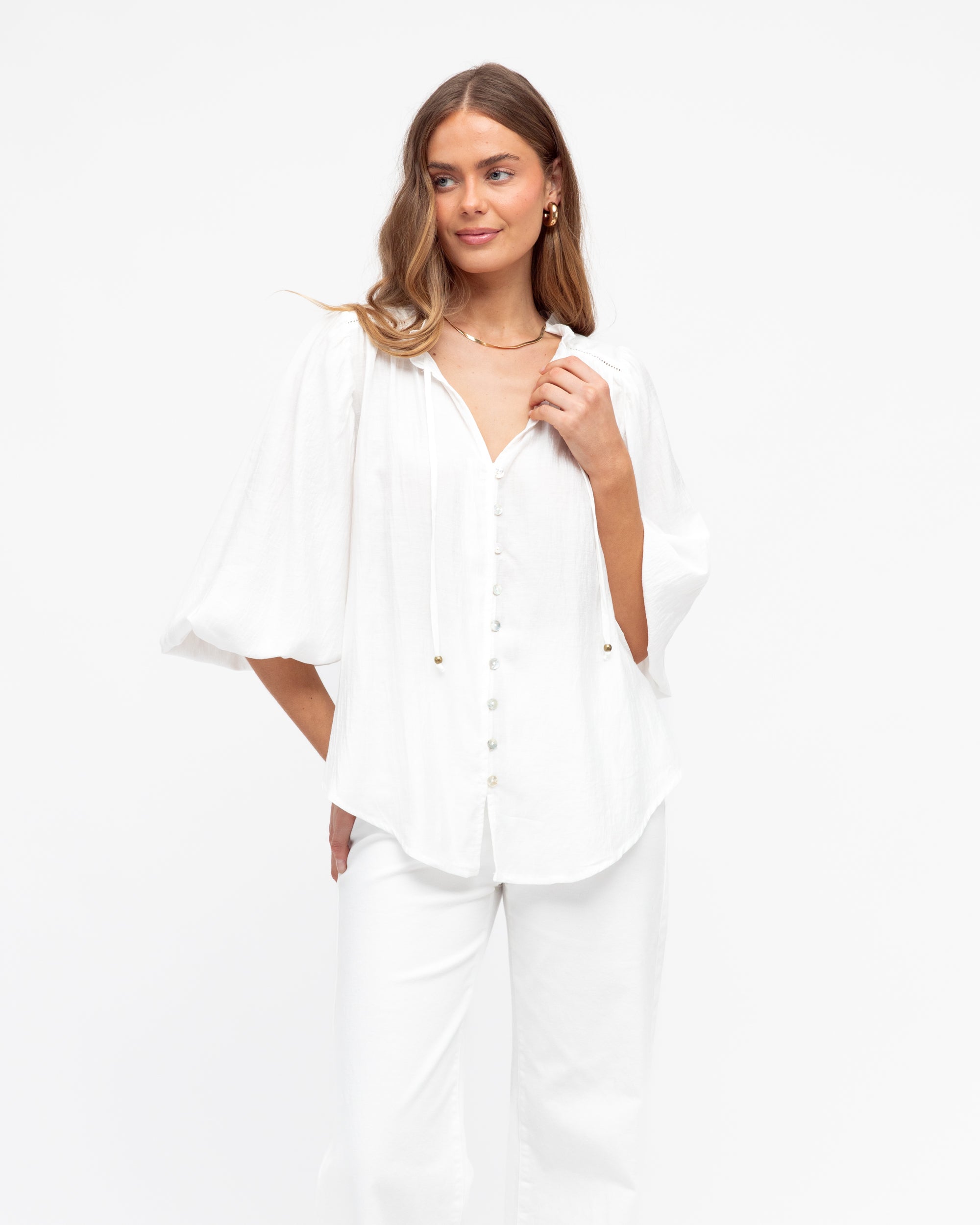 White button though blouse from Label of Love