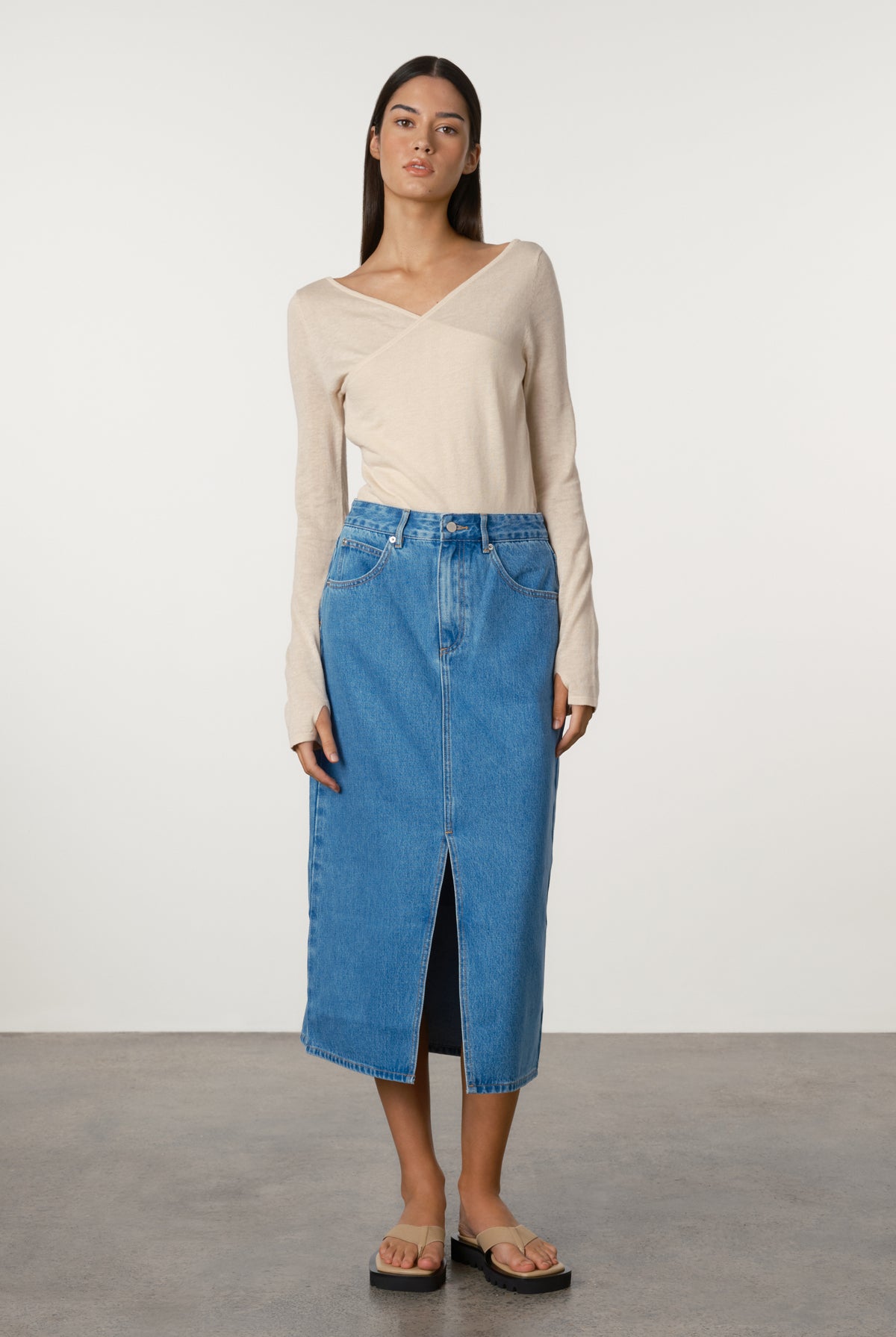 Bright Blue Denim Skirt