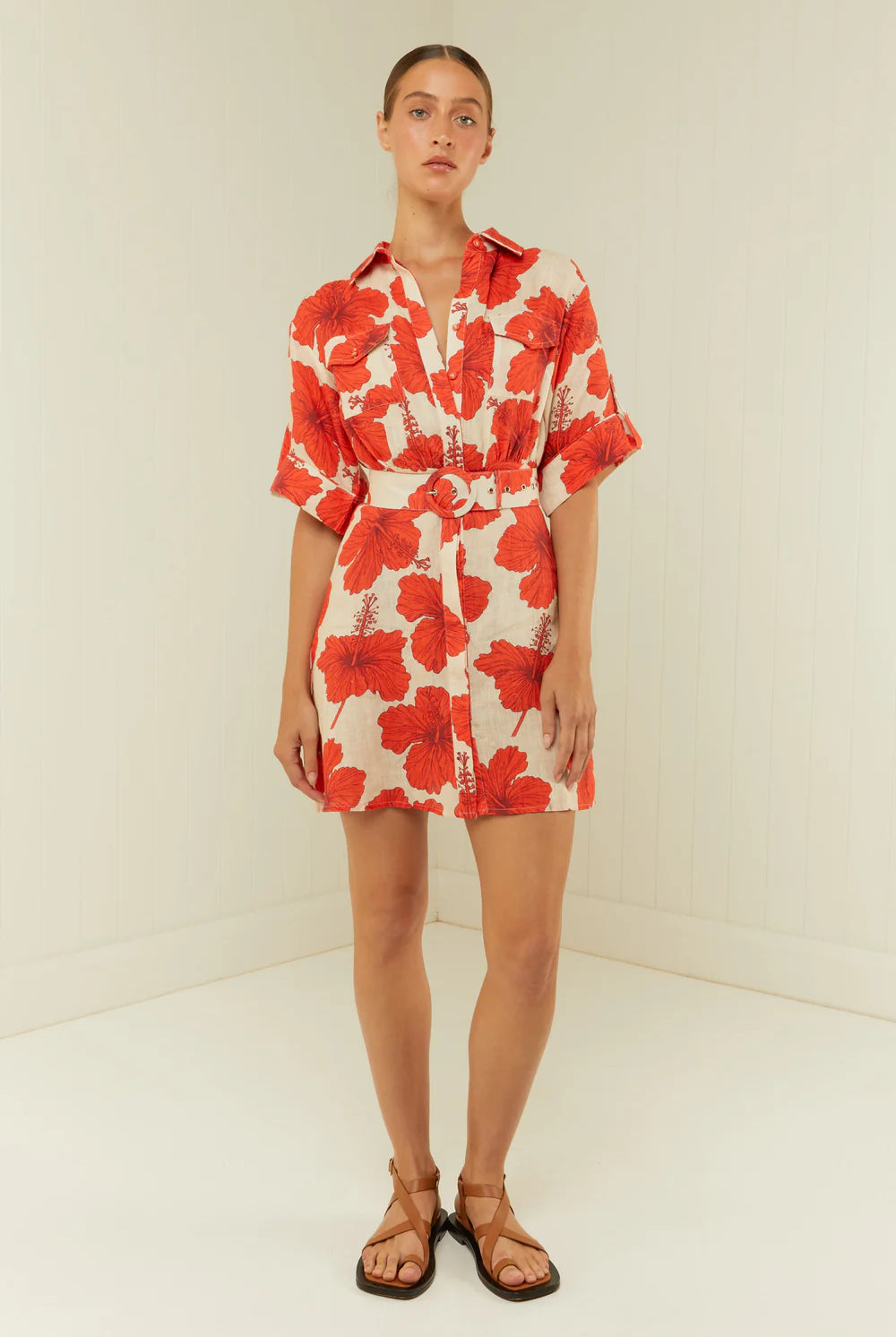 Red Hibiscus Shirt Dress from Palm Noosa