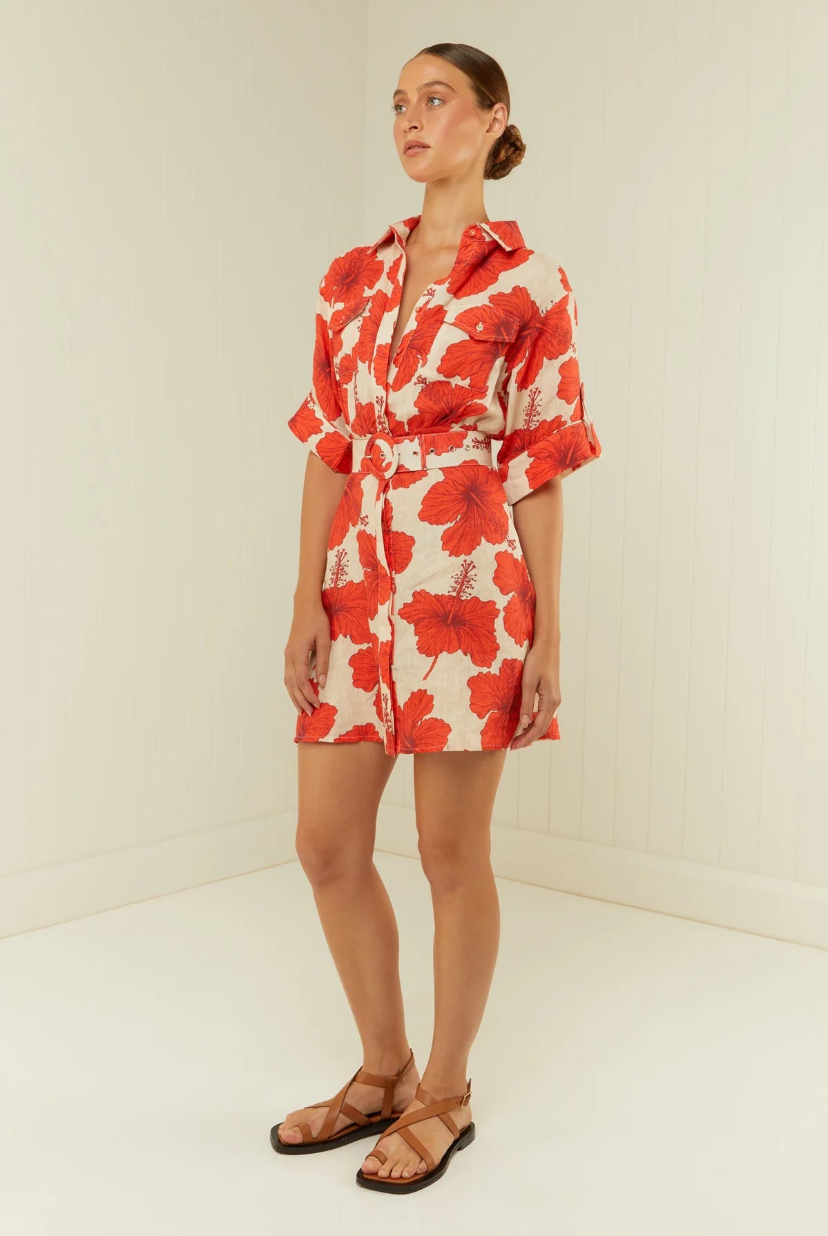 Red Hibiscus Shirt Dress from Palm Noosa