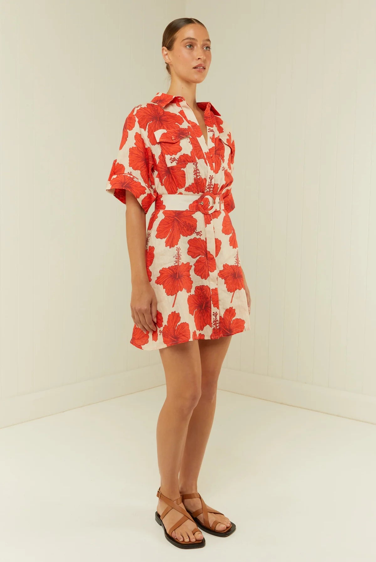 Red Hibiscus Shirt Dress from Palm Noosa