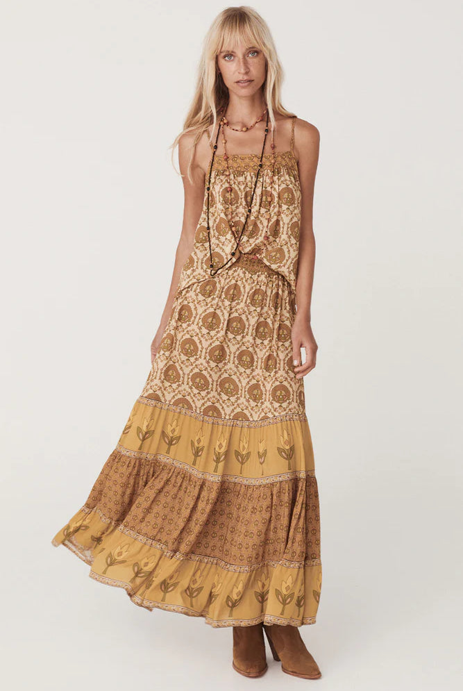 Spell Chateau Maxi Skirt in Champagne