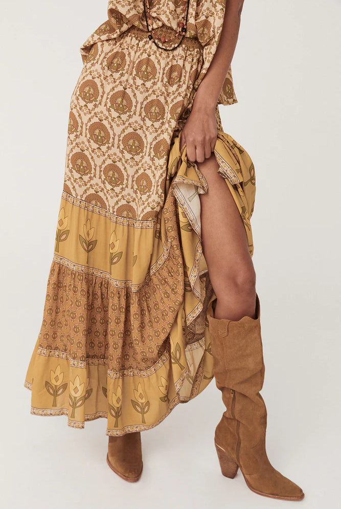 Spell Chateau Maxi Skirt in Champagne