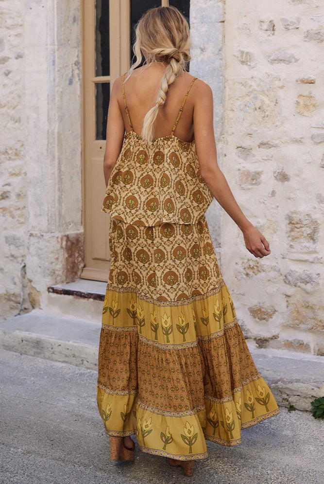 Spell Chateau Maxi Skirt in Champagne