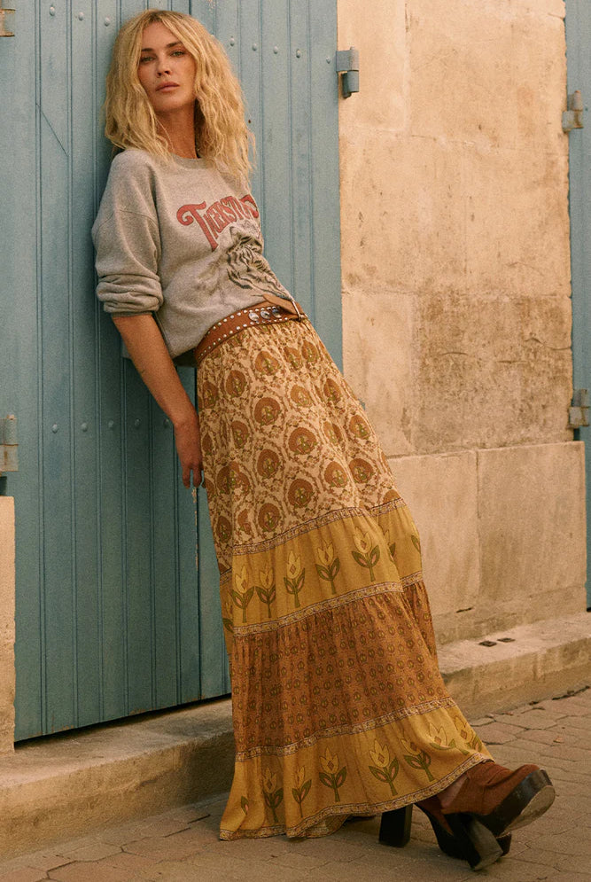 Spell Chateau Maxi Skirt in Champagne