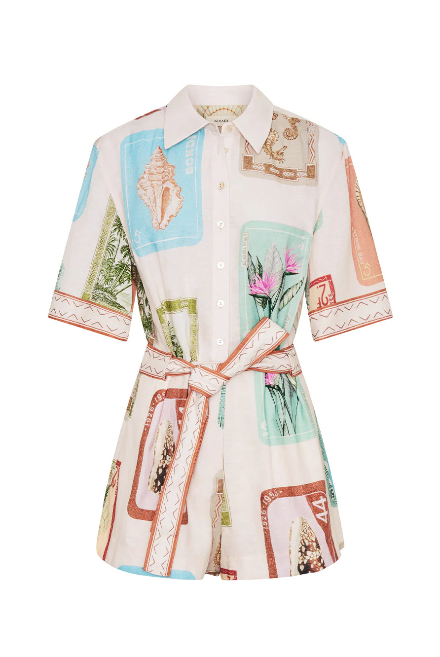 Colorful patterned dress on a white background